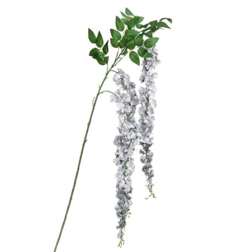 Ramura cu flori artificiale curgatoare, cu tulpina inalta, 150 cm, alb/verde