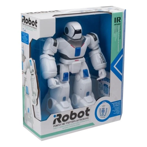 Robot de jucarie, cu telecomanda cu IR, misca bratele, danseaza, canta, 36x12.5x38cm, alb