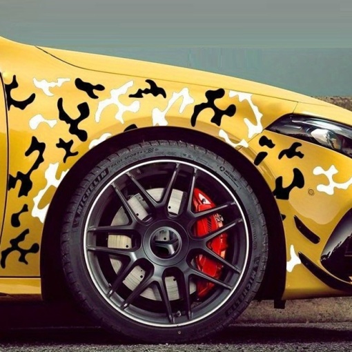 Set 2 stickere autoadezive Tuning in doua culori model Paint Stains" dimensiune 97 x 47 cm culoare Negru + Alb"