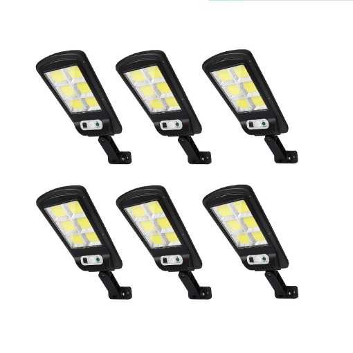 Set 6 x Lampi solare stradale LED, cu 6 cadrane, senzor miscare, IP65, negru
