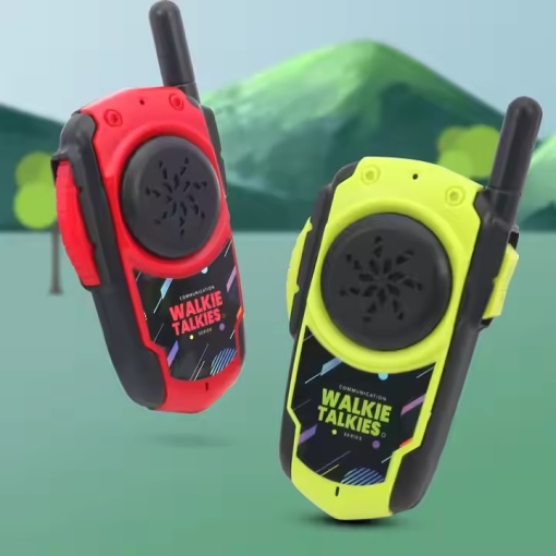 Set cu 2 Walkie Talkie pentru copii 5 ani+, ZR325, distanta maxima 500 m, 14x7x3.7cm, Negru Rosu/Negru Verde