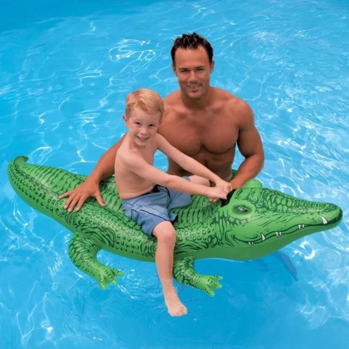 Crocodil Gonflabil pentru copii 3 ani+, Intex, 1.68x0.86m, Verde