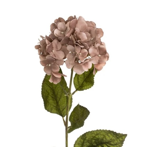 Hortensie artificiala cu tulpina lunga, in nuante calde, 70 cm, mocca/verde