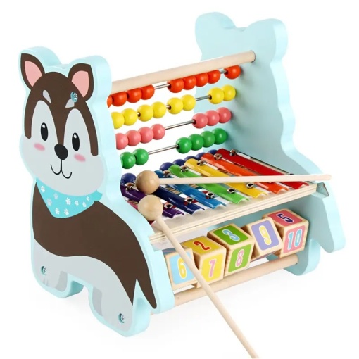 Numaratoare, Xilofon si Cuburi de Invatare, din Lemn, pentru Copii 2 ani+, 21x19x22cm, Multicolor