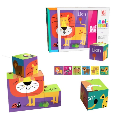 Puzzle Educativ 6 in 1, Animale, cu 9 Piese, 26x20x7cm, Multicolor