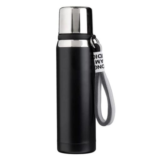 Sticla izoterma din otel inoxidabil cu siret, capacitate 700ml, negru