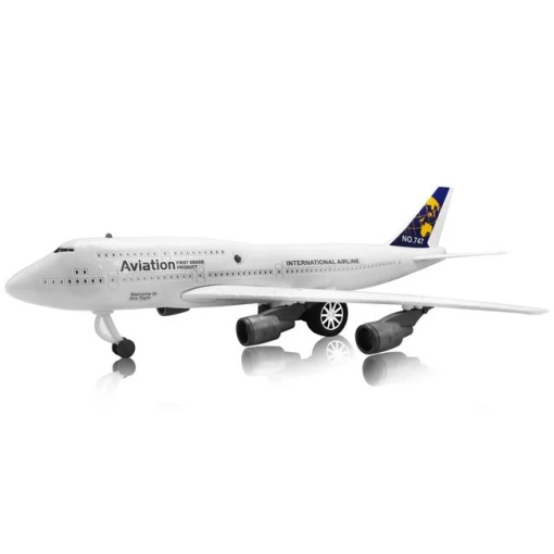 Avion de jucarie, cu detalii caracteristice si sunete reale, 44x22x10cm, alb
