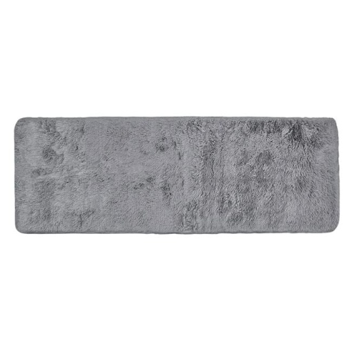 Covoras decorativ pentru hol, cu aspect de blanita cu fire lungi, interior cu suprafata antiderapanta, 160x60 cm, gri
