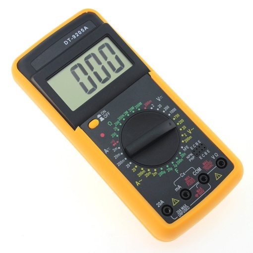 Multimetru Digital cu carcasa antisoc, cu 2 sonde de testare, Galben-Portocaliu