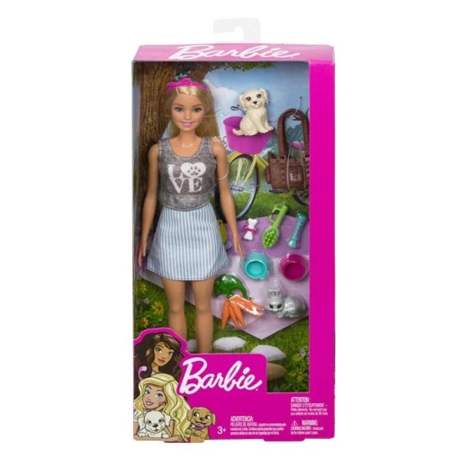 PapusA Barbie cu caine si multe accesorii, varsta 3+ ani, 15x5.5x33cm, multicolor
