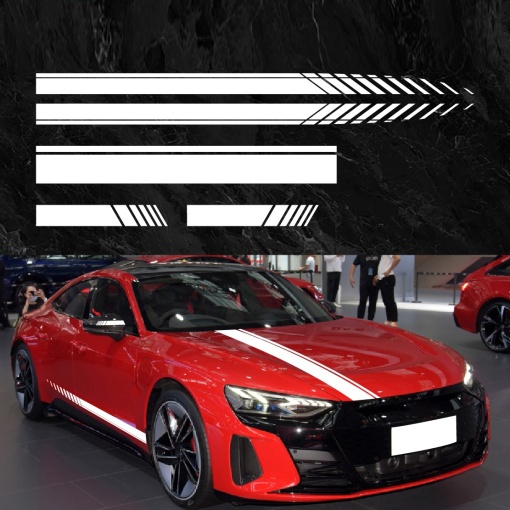 Set 5 stickere autoadezive Tuning model Racing Stripes V1" dimensiune 190 cm culoare Alba"