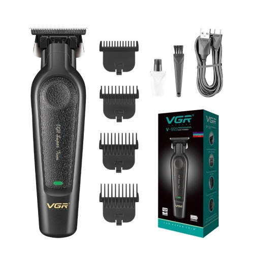Set cu aparat de tuns fara fir, VGR V-995, cu 4 distantiere, autonomie 300min, 2000mAh, Negru