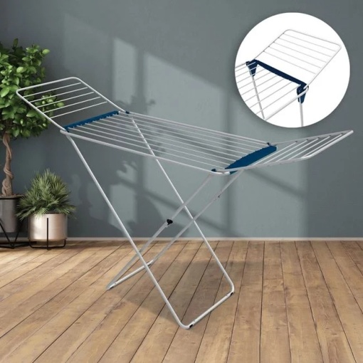 Uscator pentru rufe, din metal, dimensiuni 177x55x93cm, alb