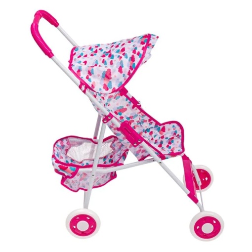 Carucior de jucarie pentru papusi, din metal si plastic, varsta 3+ ani, 50x31x65cm, multicolor