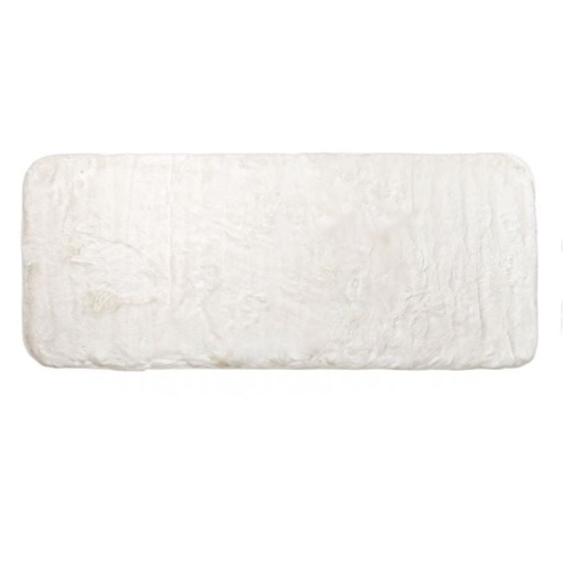 Covoras decorativ catifelat pentru hol, cu aspect de blanita de iepure, interior cu suprafata antiderapanta, 140x60 cm, alb