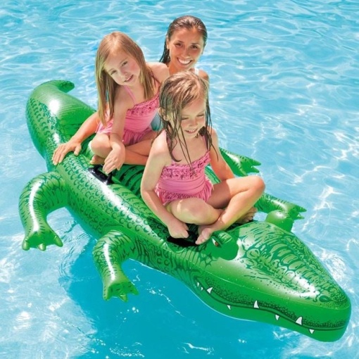 Crocodil Gonflabil pentru copii 3 ani+, Intex, Marime mare 2.03x1.14 m, Verde