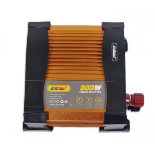 Invertor de tensiune auto Andowl KS300, 300W, 12V, 220V, 16 x 11 x 6.5cm, auriu