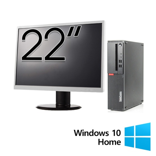 Pachet Calculator Refurbished LENOVO ThinkCentre M910s SFF Intel Core i5-6500 3.20GHz 8GB DDR4 256GB SSD + Monitor 22 Inch + Windows 10 Home