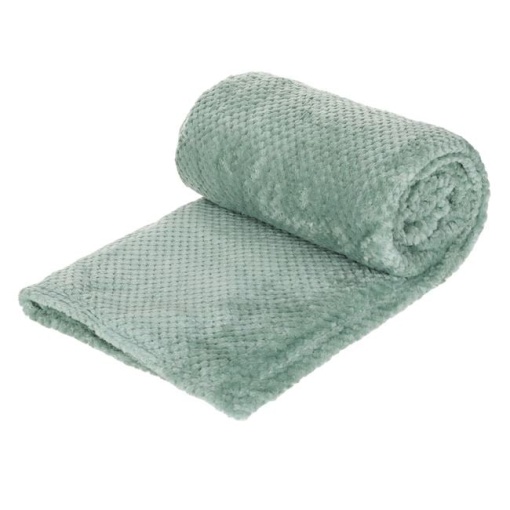 Patura catifelata la atingere cu model reliefat popcorn, pentru o persoana, 220x150 cm, verde menta