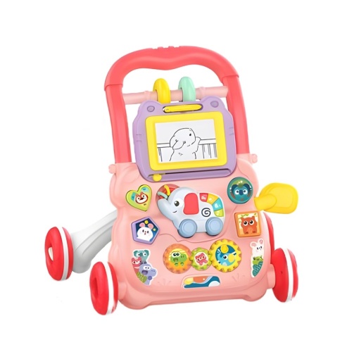 Premergator interactiv, educational, pentru copii 1 an+, 40x40x32 cm, roz/albastru