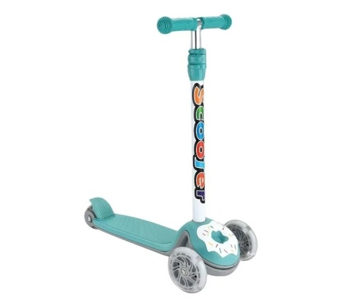 Trotineta 3D, model Donut, roti cu LED, 3ani+, 60 kg, verde