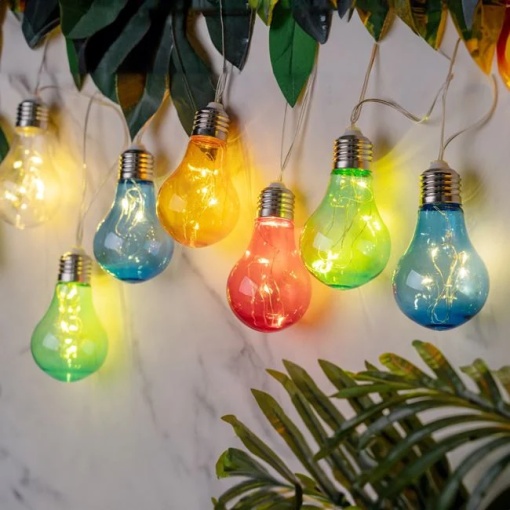 Ghirlanda solara, cu becuri colorate suspendate, lumina calda, dimensiune 3.8m, 10 buc, multicolor