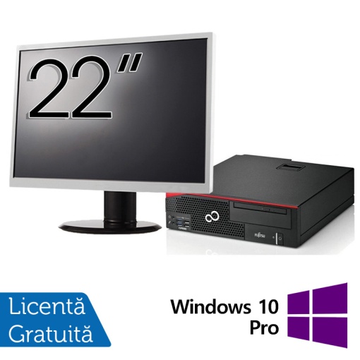 Pachet Calculator Fujitsu Esprimo D756 Desktop Intel Core i5-6500 3.20GHz 8GB DDR4 240GB SSD DVD-ROM + Monitor 22 Inch + Windows 10 Pro