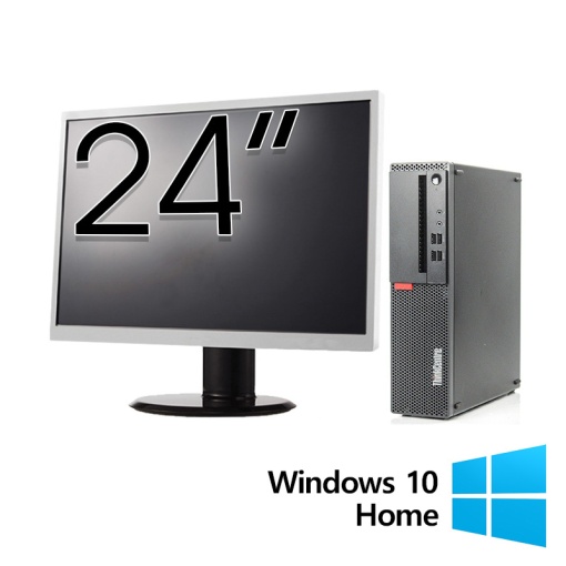 Pachet Calculator Refurbished LENOVO ThinkCentre M910s SFF Intel Core i5-6500 3.20GHz 8GB DDR4 256GB SSD + Monitor 24 Inch + Windows 10 Home