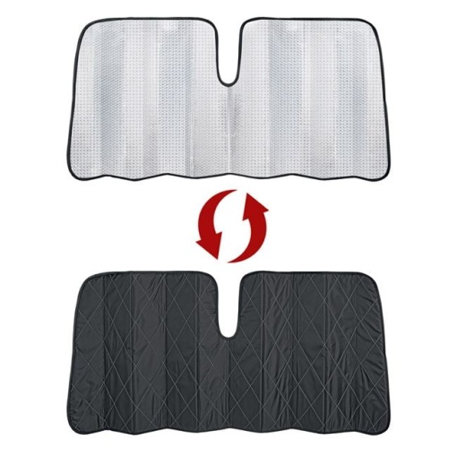 Parasolar parbriz auto, dimensiuni 150x70cm, negru-argintiu