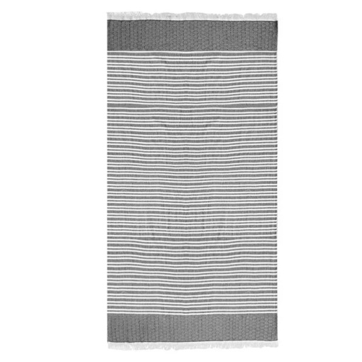 Prosop Hamam pentru Plaja, cu Romburi & Dungi, 180x100cm, Gri-Alb