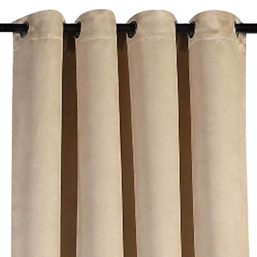 Draperie decorativa, tip blackout - nu lasa lumina sa treaca, cu model reliefat, cu inele, 140x260 cm, bej