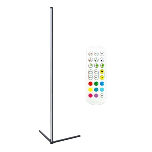 Lampadar decorativ de podea, cu LED-uri RGB, cu functie de reglarea luminozitatii si selectare culoare, 28x2.3x140 cm, negru