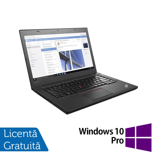 Laptop Refurbished LENOVO ThinkPad T460 Intel Core i3-6100U 2.30GHz 8GB DDR3 256GB SSD 14 Inch Webcam + Windows 10 Pro
