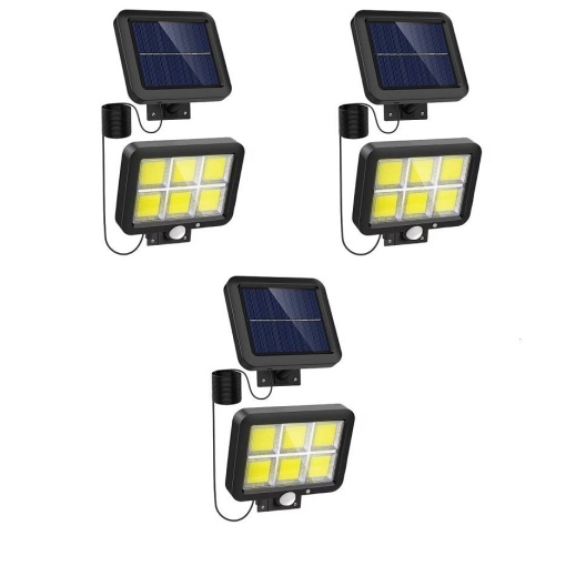 Set 3 X Lampa Solara 120 LED-uri COB,Putere 30W,Senzor de Lumina/Miscare