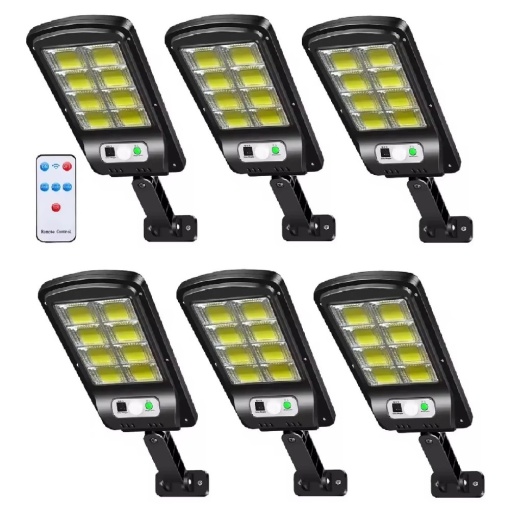 Set cu 6 lampi solare stradale cu telecomanda si senzor de miscare, 8 cadrane 160 LED COB