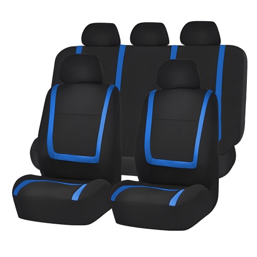 Set huse scaun auto ieftine Universale 9 piese model BLUE LINE - ALBASTRU