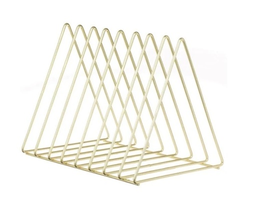 Suport Metalic Auriu pentru Carti, cu 8 Compartimente, 27x17.5x20cm, auriu