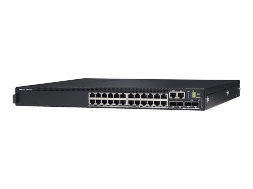 Switch Refurbished Dell EMC N3224T-ON Layer 3 24x RJ45 10/100/1000Mb auto-sensing ports 4x 10G SFP+ ports 2X 100G QSFP28 ports 1x 550W AC PSU included