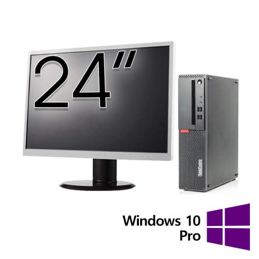 Pachet Calculator Refurbished LENOVO ThinkCentre M910s SFF Intel Core i5-6500 3.20GHz 8GB DDR4 256GB SSD + Monitor 24 Inch + Windows 10 Pro