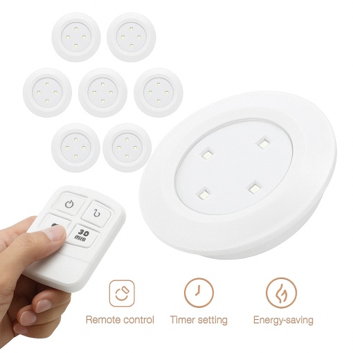 Set 6 Lampi LED Wireless autoadezive cu telecomanda pentru iluminat scari sau mobilier
