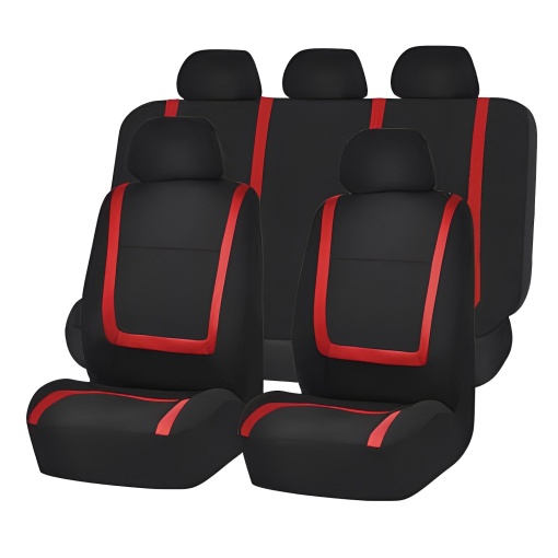 Set huse scaun auto ieftine Universale 9 piese model RED LINE - ROSU