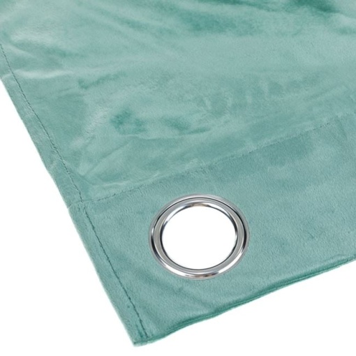 Draperie decorativa, tip blackout - nu lasa lumina sa treaca, cu aspect de piele suede, cu inele, 140x260 cm, verde menta