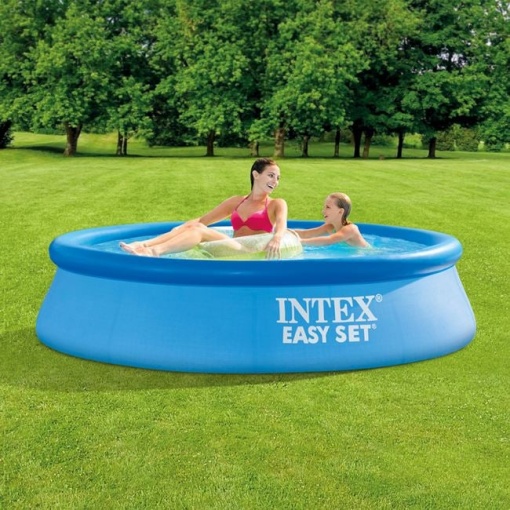 Piscina Easy Set cu Filtru, Intex, 7.75 kg, capacitate 1942 L, dimensiuni 2.44 x 0.61 m, albastru