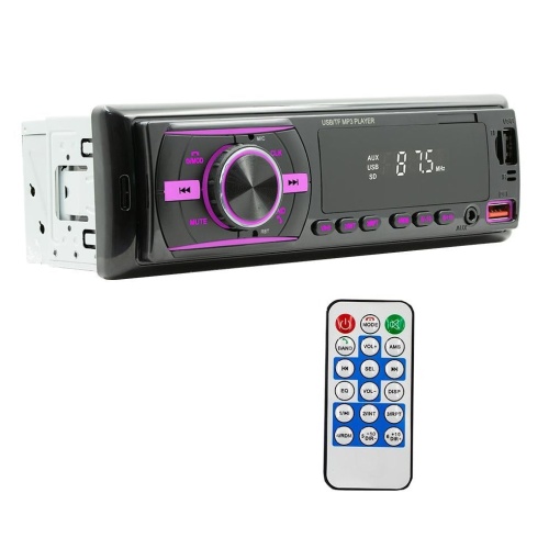 Radio MP3 Player Auto, cu Bluetooth, Afisaj in 7 Culori, 1Din, Telecomanda, Negru