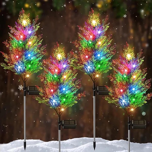 Set 2 Lampi Solare tip Copac cu 8 LED-uri, 74cm, Senzor de lumina, 800mAh, IP65, Multicolor