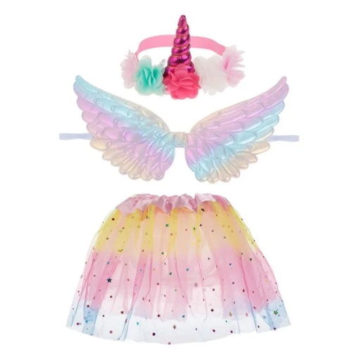 Set Deghizare cu Fusta Rainbow si Aripi de Unicorn, pentru Bebelusi