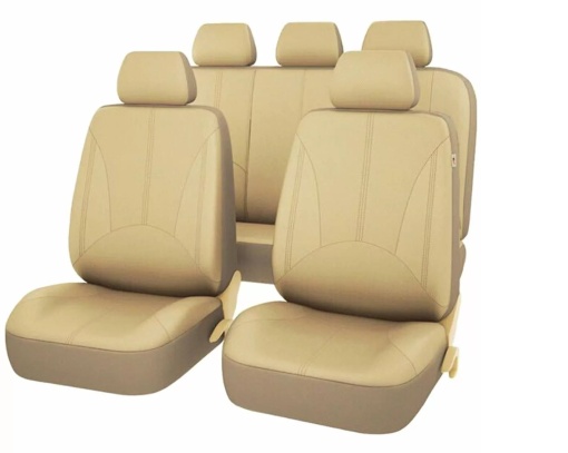 Set Huse Scaune Auto, 9 Piese din Piele Ecologica Neteda, Crem/Bej