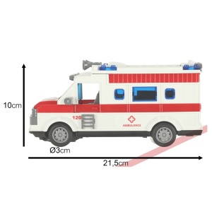 Ambulanta de jucarie, cu telecomanda, sunte si lumini, plastic, scara 1:30, 21.5x10x7.5cm, alb-rosu - Img 6
