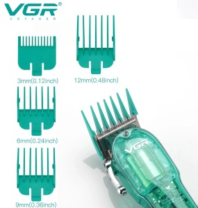 Aparat de tuns Profesional VGR V-660, Autonomie 200 Minute, Lama din Otel Inoxidabil, USB, Reglaj 0.8-12 mm, Afisaj LED, Transparent Verde - Img 7