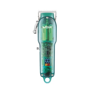 Aparat de tuns Profesional VGR V-660, Autonomie 200 Minute, Lama din Otel Inoxidabil, USB, Reglaj 0.8-12 mm, Afisaj LED, Transparent Verde - Img 4